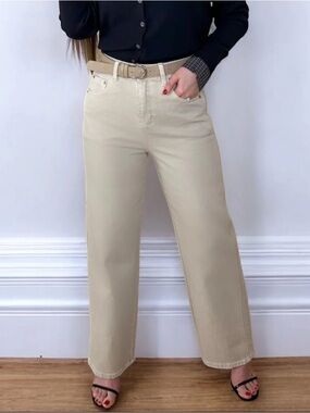 Wide-Leg Cream Women’s Jeans